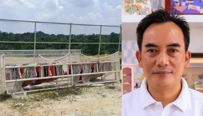 Bench Lapangan Sepak Bola Sport Center Tampak Hancur, Kadispora Tutup Mata