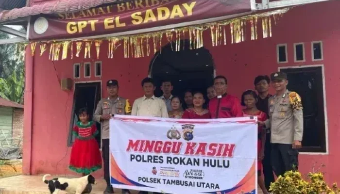 Wujudkan Rasa Aman, Polsek Tambusai Utara Laksanakan Patroli “Minggu Kasih” dan Pengamanan Ibadah di Gereja GPI
