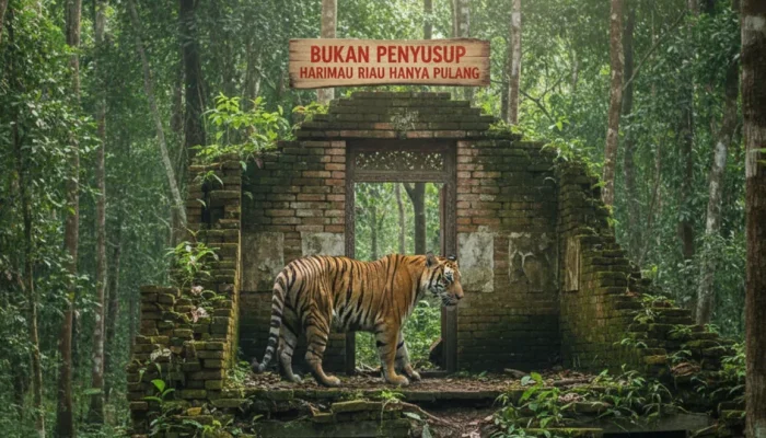 BBKSDA Pastikan Harimau Viral Berada di TN Zamrud Siak