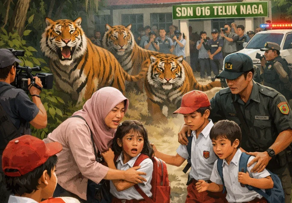 Harimau Berkeliaran Dekat Sekolah, Komnas PA Pelalawan Minta Penanganan Darurat
