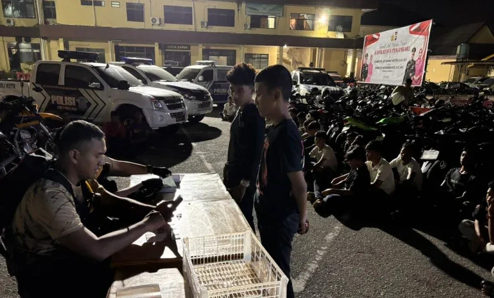 Patroli Dini Hari di Pekanbaru, 28 Motor Berknalpot Brong Diamankan Tim Raga