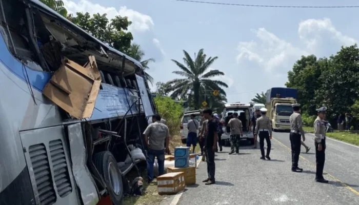 Bus Salip di Marka Kuning, 4 Tewas dalam Kecelakaan Maut di Lintas Timur Pelalawan