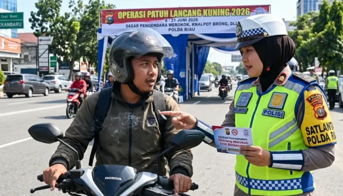 Pengendara Merokok Saat Berkendara Jadi Sasaran Operasi Patuh Lancang Kuning 2026