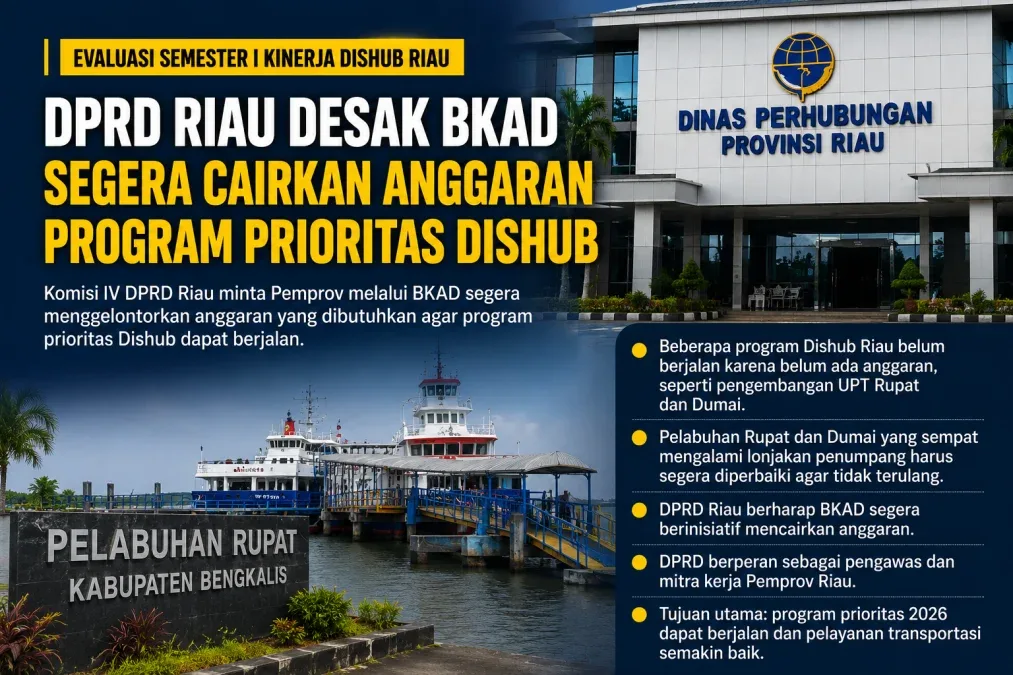 DPRD Riau Minta BKAD Cairkan Anggaran Dishub