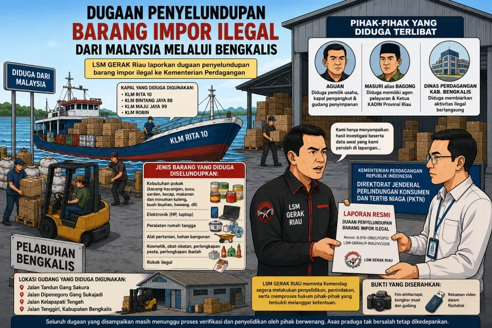 Dugaan Penyelundupan Barang Impor Ilegal di Bengkalis Dilaporkan ke Kemendag