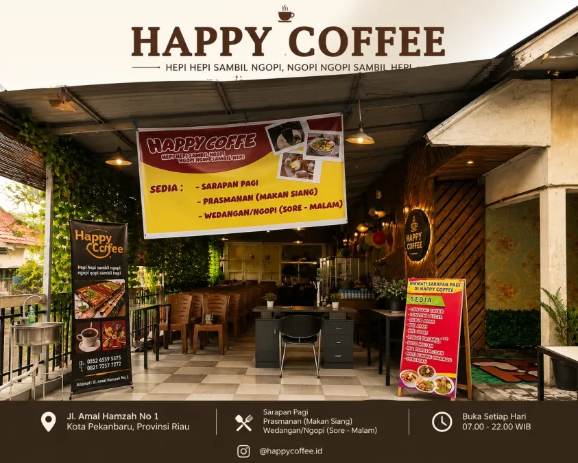 Happy Coffee Resmi Soft Opening di Pekanbaru, Tawarkan Konsep Tiga Waktu dan Menu Unik Teh Cemceman