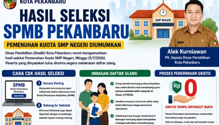 Hasil Seleksi SPMB Pekanbaru Diumumkan, Orang Tua Diminta Segera Daftar Ulang