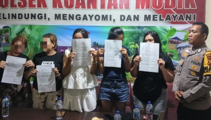 Polsek Kuantan Mudik Penertiban Warung Remang-remang di Bukit Betabuh, Lima Wanita Diamankan