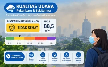 Kualitas Udara Pekanbaru Tidak Sehat, PM2.5 Capai 88,5 µg/m³ pada Senin Pagi